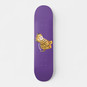 Cute  happy tiger cub cartoon skateboard