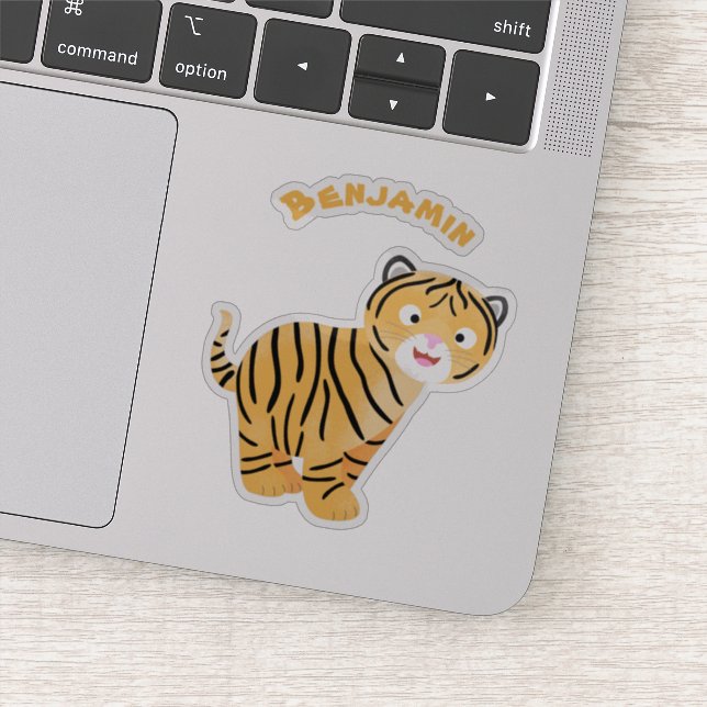 Cute  happy tiger cub cartoon sticker (Detail)