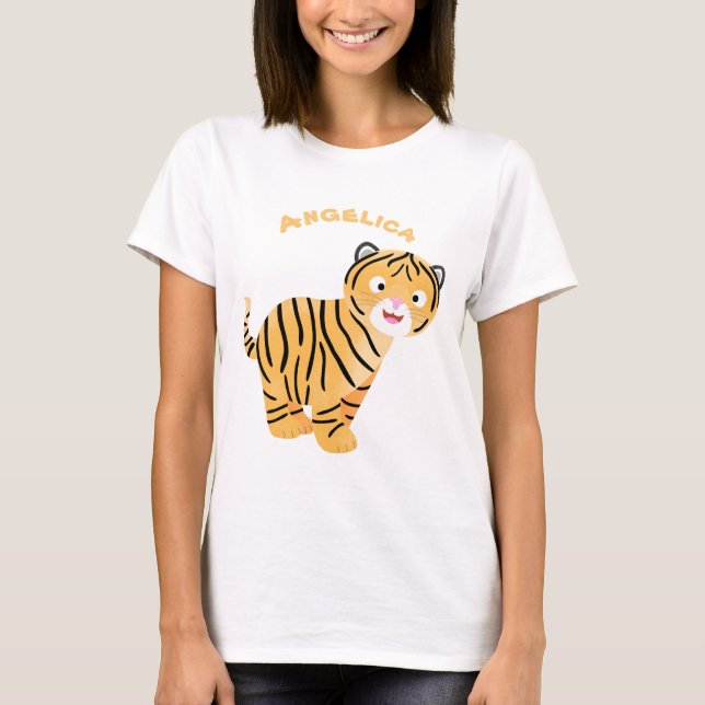 Cute  happy tiger cub cartoon T-Shirt (Front)