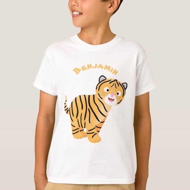 Cute  happy tiger cub cartoon T-Shirt (Front)