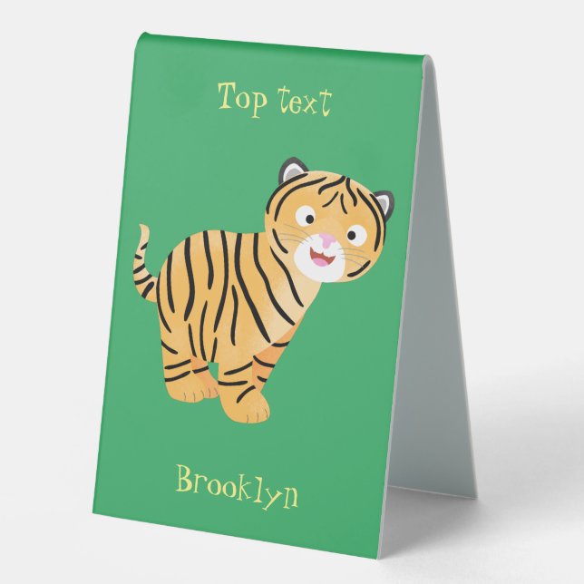 Cute  happy tiger cub cartoon table tent (Front)