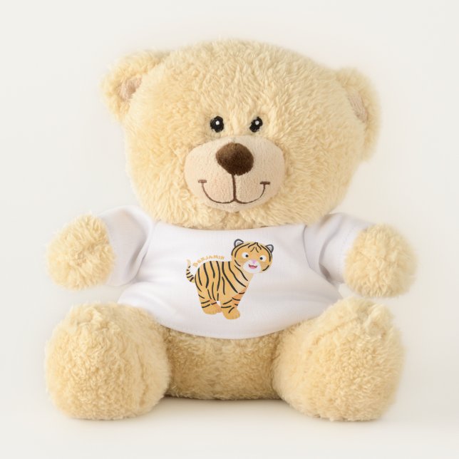 Cute  happy tiger cub cartoon teddy bear (Front)