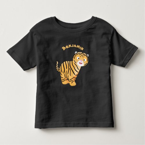 Cute  happy tiger cub cartoon toddler t_shirt