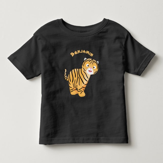 Cute  happy tiger cub cartoon toddler t-shirt (Front)