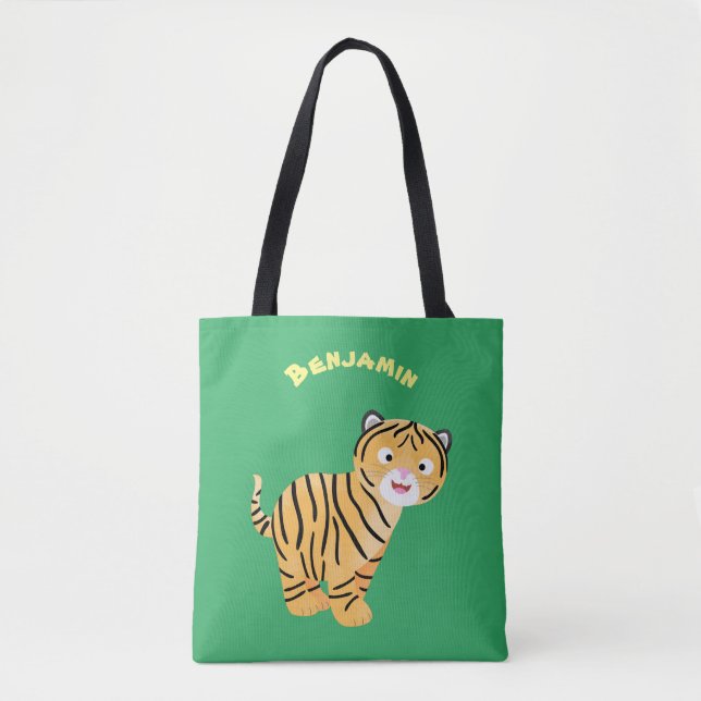 Cute  happy tiger cub cartoon tote bag (Front)
