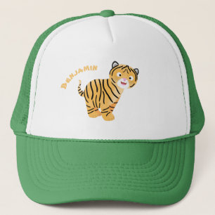 Cute happy tiger cub cartoon trucker hat