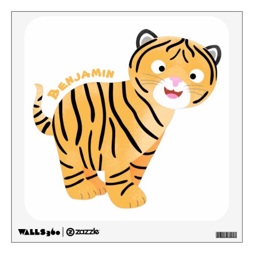 Cute  happy tiger cub cartoon wall decal