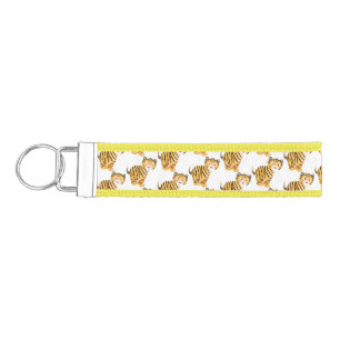Cute happy tiger cub cartoon wrist keychain