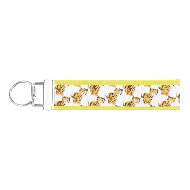 Cute  happy tiger cub cartoon wrist keychain (Keys on Left)