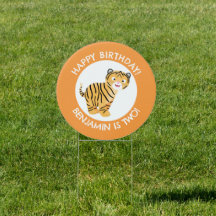Cute happy tiger cub personalized cartoon birthday