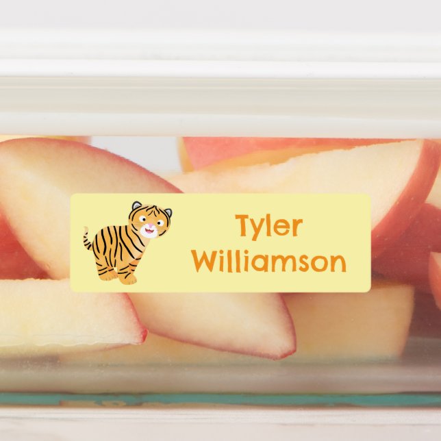Cute happy tiger cub personalized cartoon labels (Affixed)