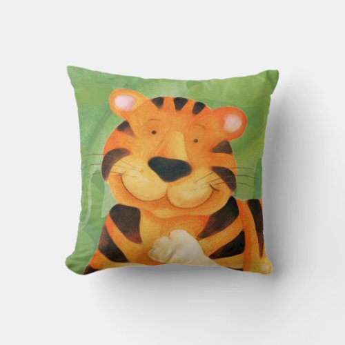 Cute happy tiger face square throw pillow