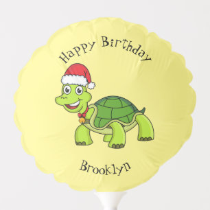 Cute happy tortoise wearing Santa hat Balloon