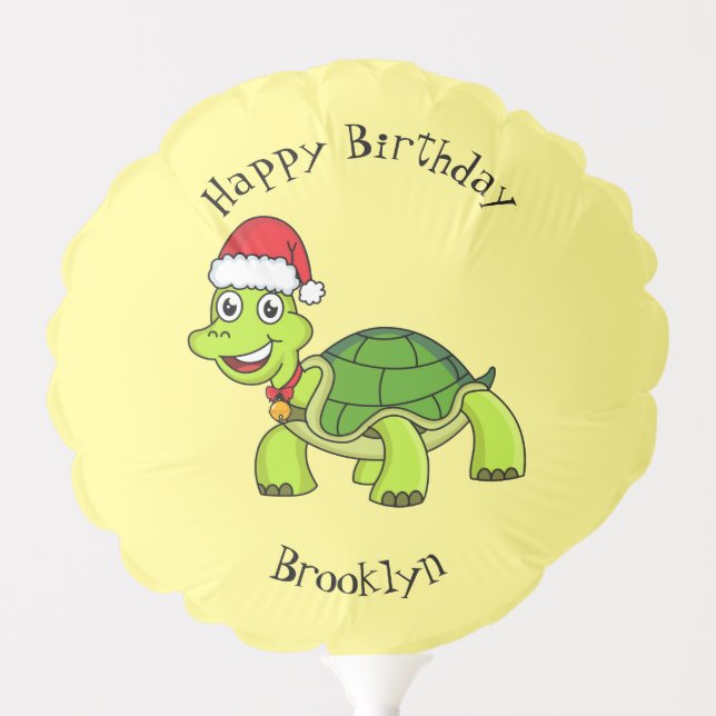 Cute happy tortoise wearing Santa hat Balloon (Front)