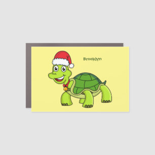 Cute happy tortoise wearing Santa hat Car Magnet