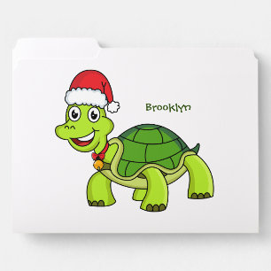 Cute happy tortoise wearing Santa hat File Folder