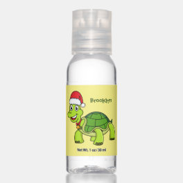Cute happy tortoise wearing Santa hat Hand Sanitizer