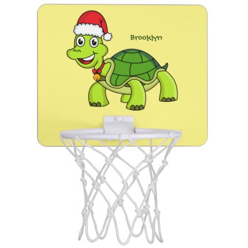 Cute happy tortoise wearing Santa hat Mini Basketball Hoop