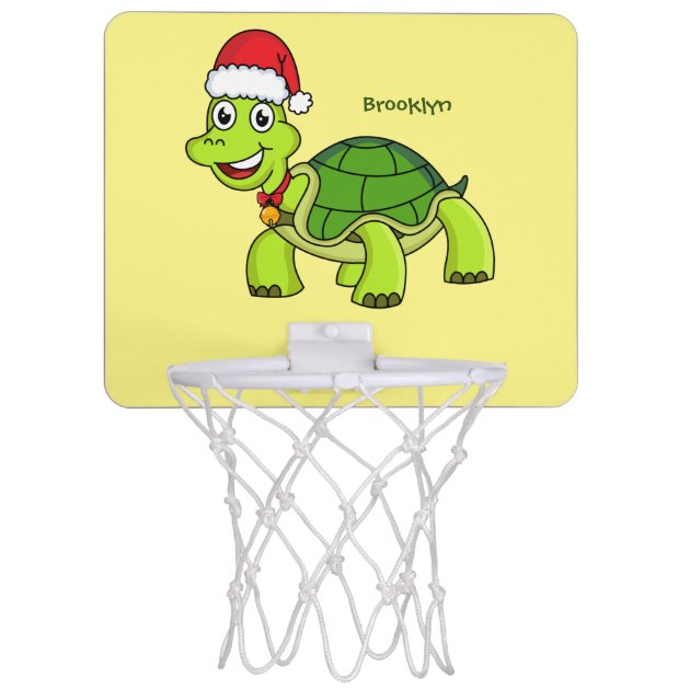 Cute happy tortoise wearing Santa hat 