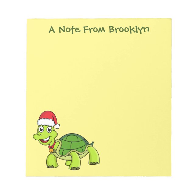 Cute happy tortoise wearing Santa hat Notepad (Front)