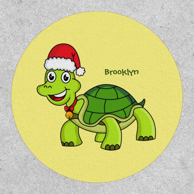 Cute happy tortoise wearing Santa hat Patch (Front)