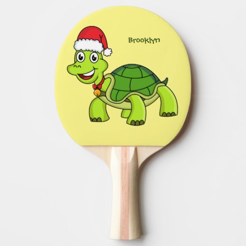 Cute happy tortoise wearing Santa hat Ping Pong Paddle