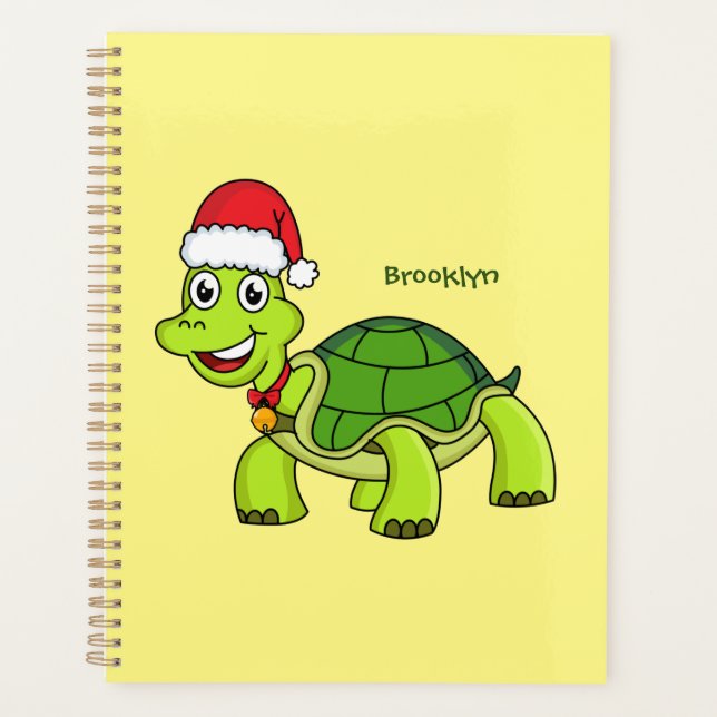 Cute happy tortoise wearing Santa hat Planner (Front)