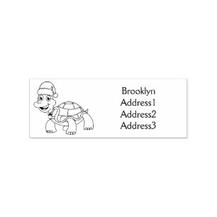 Cute happy tortoise wearing Santa hat Rubber Stamp