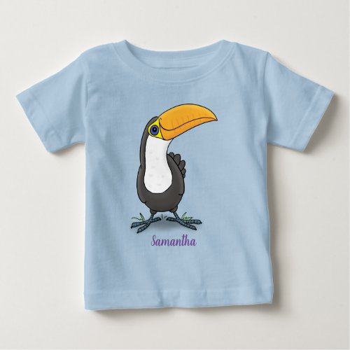 Cute happy toucan blue green cartoon illustration baby T_Shirt