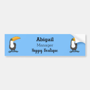 Cute happy toucan blue green cartoon illustration bumper sticker