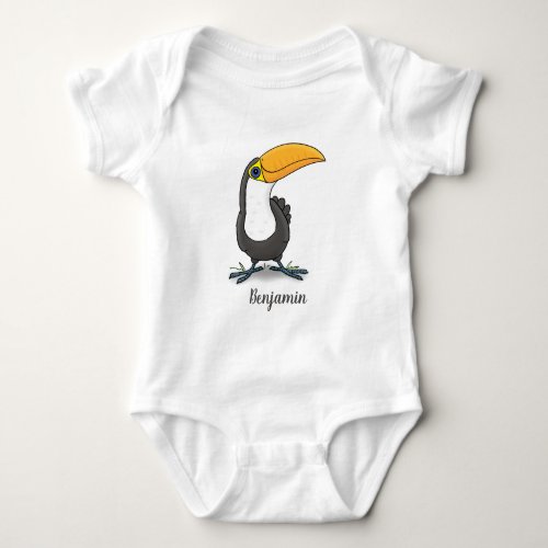 Cute happy toucan cartoon illustration baby bodysuit