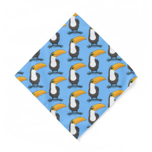 Cute happy toucan cartoon illustration bandana