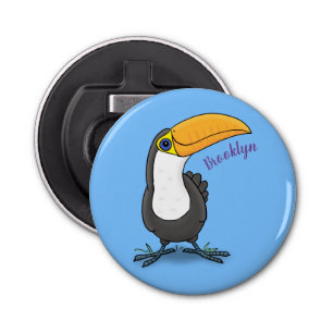Cute happy toucan cartoon illustration bottle opener