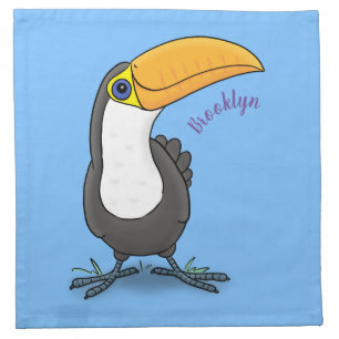 Cute happy toucan cartoon illustration cloth napkin
