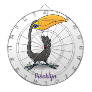 Cute happy toucan cartoon illustration dart board