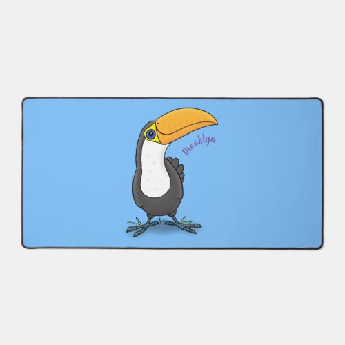 Cute happy toucan cartoon illustration desk mat