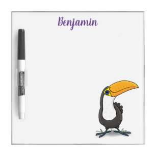 Cute happy toucan cartoon illustration dry erase board