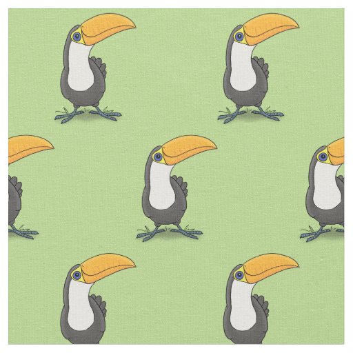 Cute happy toucan cartoon illustration fabric