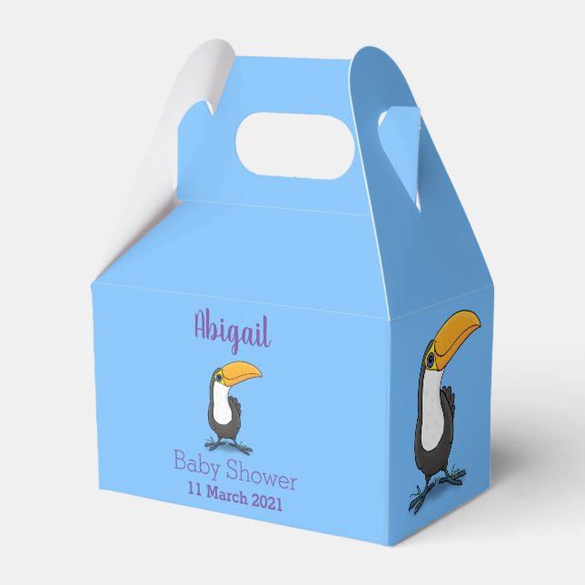 Cute happy toucan cartoon illustration favor boxes (Front Side)