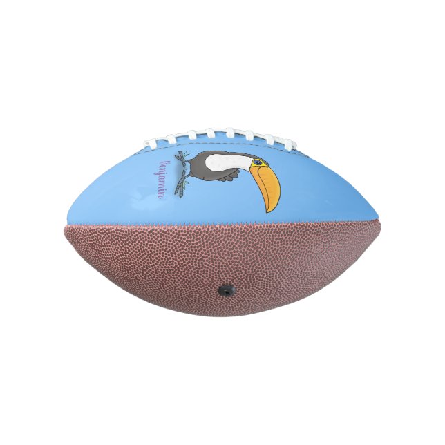 Cute happy toucan cartoon illustration football (Rotated 270)