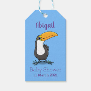 Cute happy toucan cartoon illustration gift tags