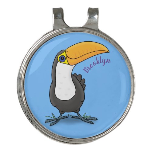 Cute happy toucan cartoon illustration golf hat clip