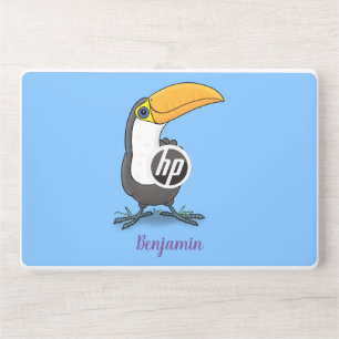 Cute happy toucan cartoon illustration HP laptop skin
