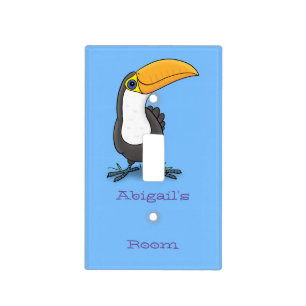 Cute happy toucan cartoon illustration light switch cover