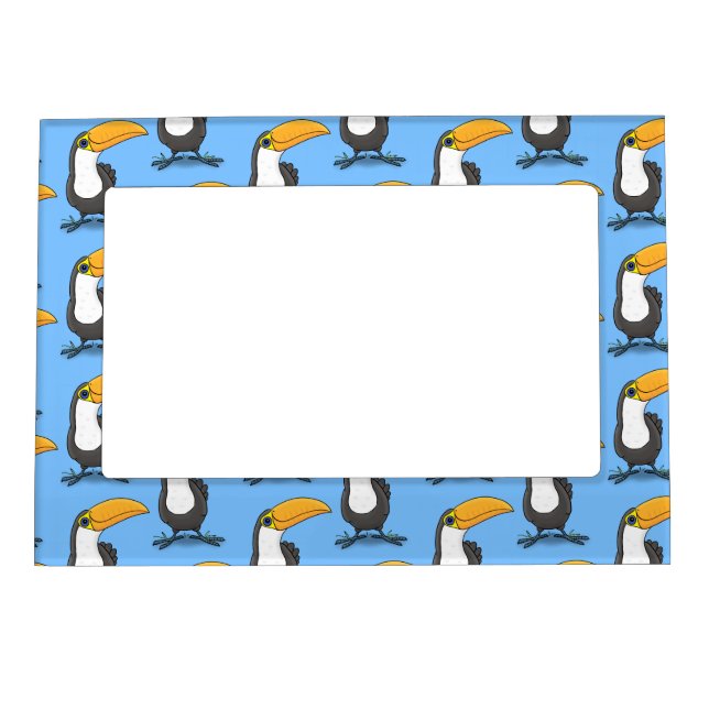 Cute happy toucan cartoon illustration magnetic frame (Front)