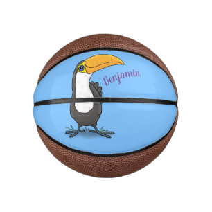 Cute happy toucan cartoon illustration mini basketball