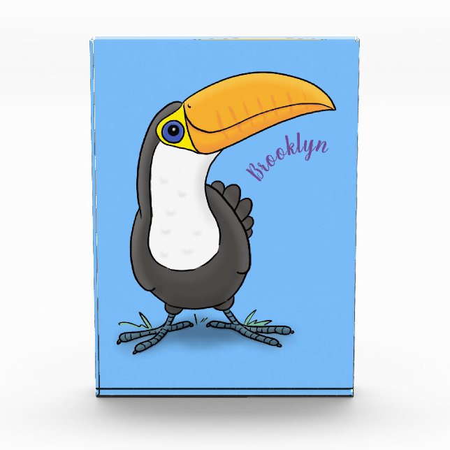 Cute happy toucan cartoon illustration photo block (Front)