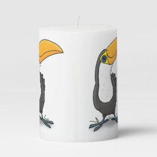 Cute happy toucan cartoon illustration pillar candle
