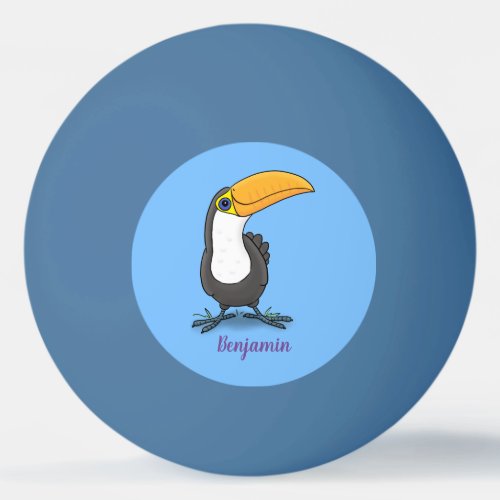 Cute happy toucan cartoon illustration ping pong ball