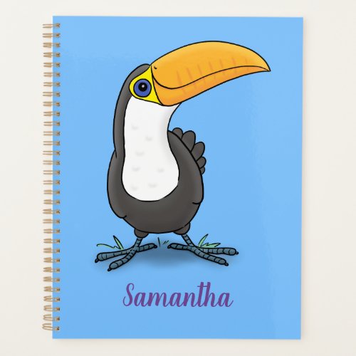 Cute happy toucan cartoon illustration planner